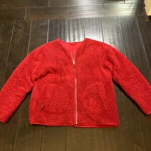 Lululemon Oh So Sherpa Full Zip Sweater Jacket Dark Red Women's Size 12